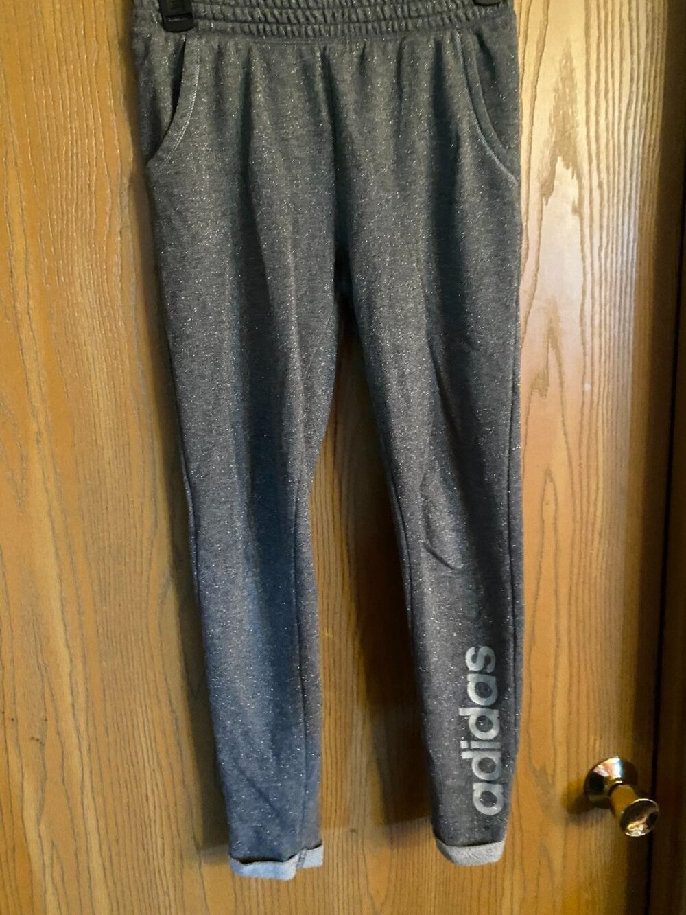 Adidas Girl's sweatpants 12/14, gray glitter